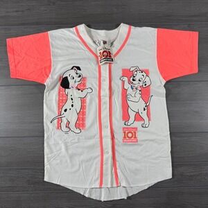 Vintage Disney 101 Dalmatians Baseball Jersey Neon Pink White Sun Sportswear M